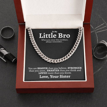 Little Bro (from Sister) Cuban Link Chain Necklace - Love You This Much